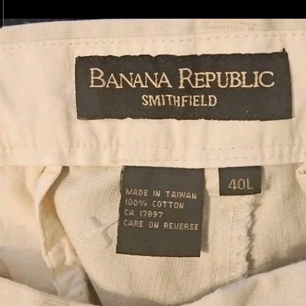 Banana Republic Smithfield MenXL W40X34L Wht Pleat Slacks/Pants Y2k Boho Cottage